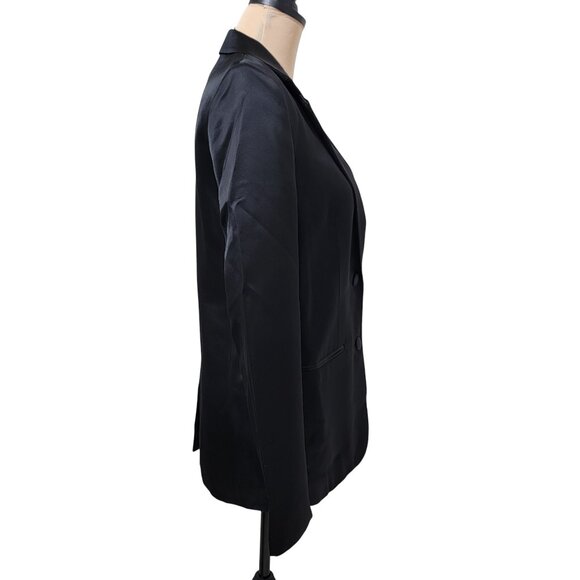 Helmut Lang Black Satin 2 Button Blazer w/ Satin Covered Buttons, Exc. Used Cond - Picture 6 of 15